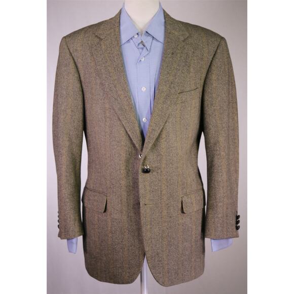 Brooks Brothers Brown Black Herringbone Tweed Wool Cashmere Sportcoat Blazer 41R - Picture 2 of 9